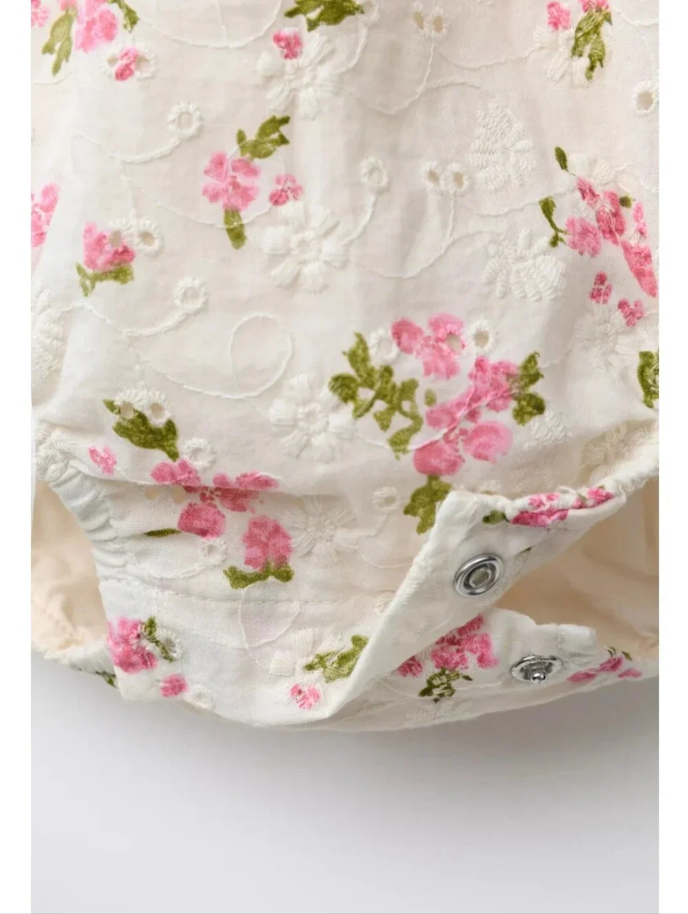 Zara Floral Eyelet Romper With Bonnet